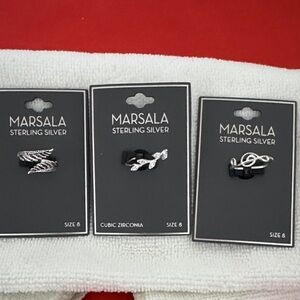 Marsala Sterling Silver Ring Trio All Sz 8